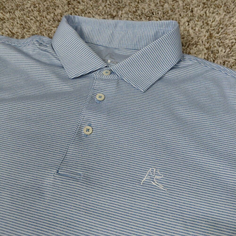 Rhoback Golf Polo Shirt Mens XL Blue White Stripe Performance Short Sleeve
